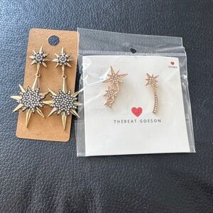 Gold and Silver Starburst Earrings